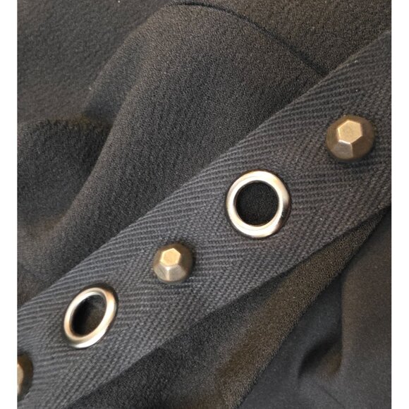 Nanette Lepore Black Stud Belt Knee Length Ruched Slit Solid 8 - Picture 5 of 6